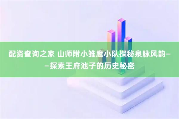 配资查询之家 山师附小雏鹰小队探秘泉脉风韵——探索王府池子的历史秘密